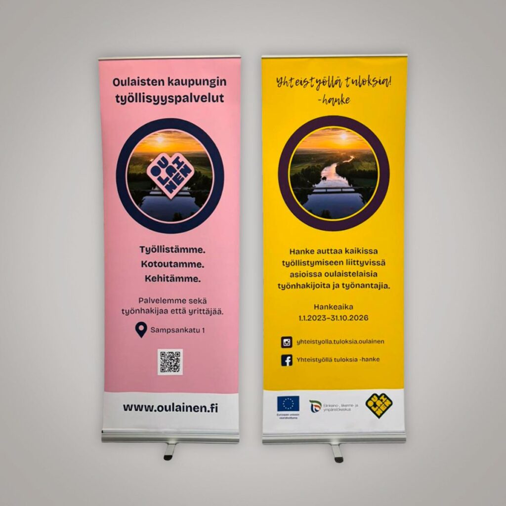 Työllisyyspalveluiden Roll-up mainosteline