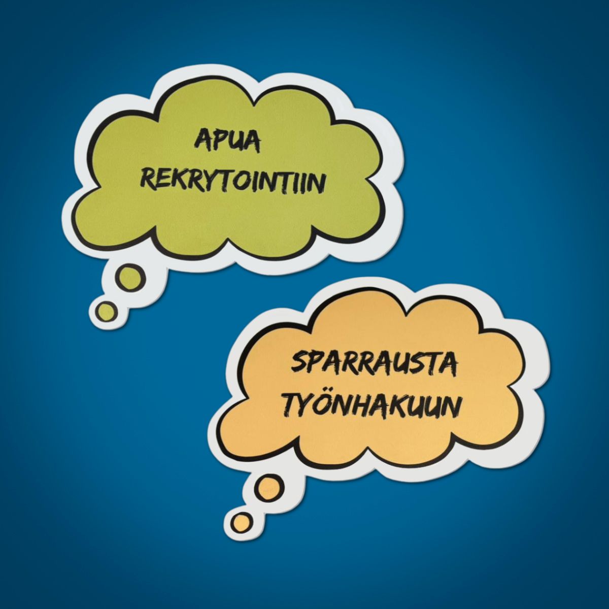 Ajatuskuplan muotoiset tarrat painatuksella